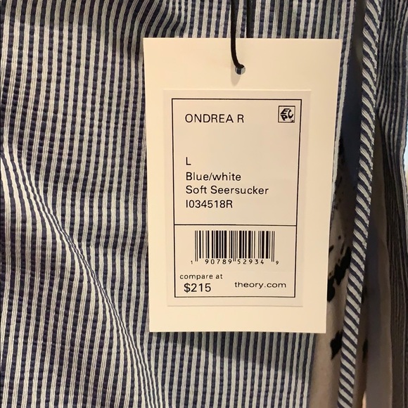 Theory ONDREA R  soft seersucker blouse size Lg - Picture 2 of 6